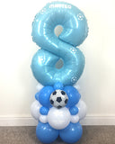 COLLECTION ONLY - FOOTBALL Blue & White Number Tower Personalised with a Name & Footballs