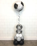 COLLECTION ONLY - FOOTBALL Black, Grey & White Table Tower - Standard Foil Balloon