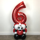 COLLECTION ONLY - FOOTBALL Red, Black & White Number Tower Personalised with a Name