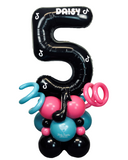 COLLECTION ONLY - MUSICAL NOTE Black Number Tower Personalised with a Name & Musical Notes Design