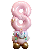 COLLECTION ONLY - UNICORN Baby Pink Single Number Tower Personalised with a Name