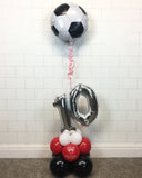 COLLECTION ONLY - FOOTBALL Black, Red & White Table Tower - Standard Foil Balloon
