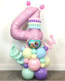 COLLECTION ONLY - Pink Number Tower Personalised with a Name & Cat Paws Design