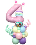 COLLECTION ONLY - Pink Number Tower Personalised with a Name & Cat Paws Design