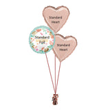 COLLECTION ONLY - COLOURS & FOILS TO BE ADVISED BY CUSTOMER - 1 Standard Foil Balloon & 2 Standard Foil Hearts Dressed with Ribbon & Weight