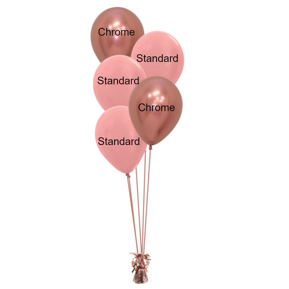 COLLECTION ONLY - 5 Balloon Cluster - 3 Standard & 2 Chrome - COLOURS TO BE ADVISED BY CUSTOMER