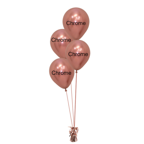 COLLECTION ONLY - 4 Chrome Balloon Cluster - Chrome Balloons - COLOURS TO BE ADVISED BY CUSTOMER