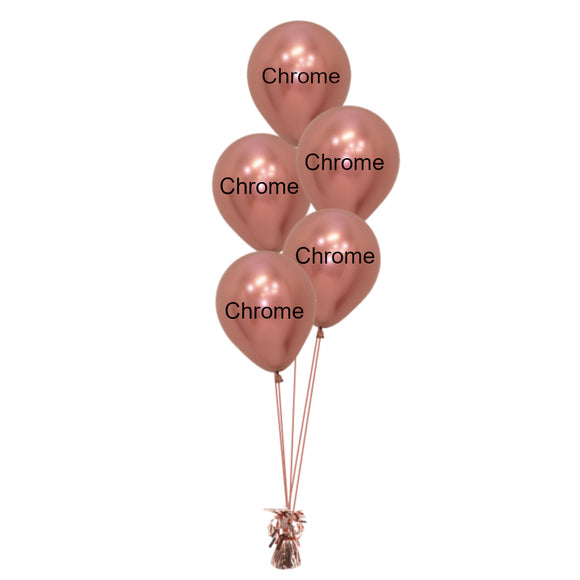 COLLECTION ONLY - 5 Chrome Balloon Cluster - Chrome Balloons - COLOURS TO BE ADVISED BY CUSTOMER