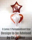 COLLECTION ONLY -  COLOURS TO BE ADVISED BY CUSTOMER - Pyramid Balloon Cluster & 1 Personalised Star Bouquet & Balloon Base