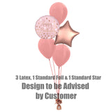 COLLECTION ONLY -  3 Latex Balloons, 1 Standard Foil & 1 Standard Star Balloon on a Weight