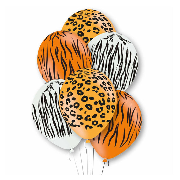 6 Animal Print Latex Balloons
