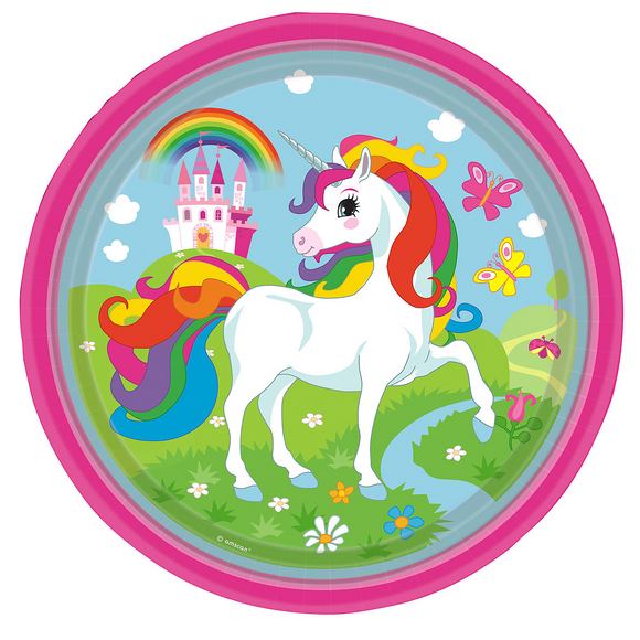Rainbow Unicorn Paper Plate 23cm