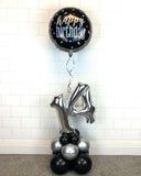COLLECTION ONLY - HAPPY BIRTHDAY Black & Silver Table Tower - Standard Foil