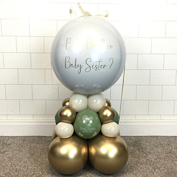 COLLECTION ONLY - 1 White & Green Gender Reveal Balloon
