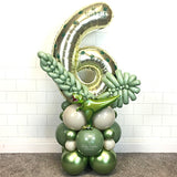 COLLECTION ONLY - DINOSAUR White Gold Number Tower Personalised with a Name & Footprints
