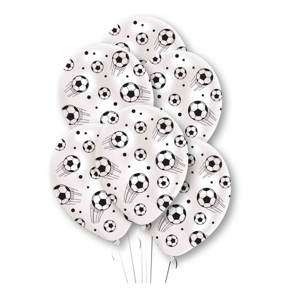6 Football Print Latex Balloons