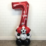 COLLECTION ONLY - FOOTBALL Red, Black & White Number Tower Personalised with a Name & Footballs