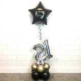 COLLECTION ONLY - Chrome Gold, Silver & Black Table Tower - Personalised Black Star