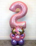 COLLECTION ONLY - UNICORN Baby Pink Single Number Tower Personalised with a Name