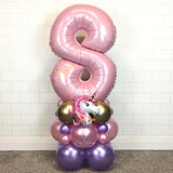 COLLECTION ONLY - UNICORN Baby Pink Single Number Tower Personalised with a Name