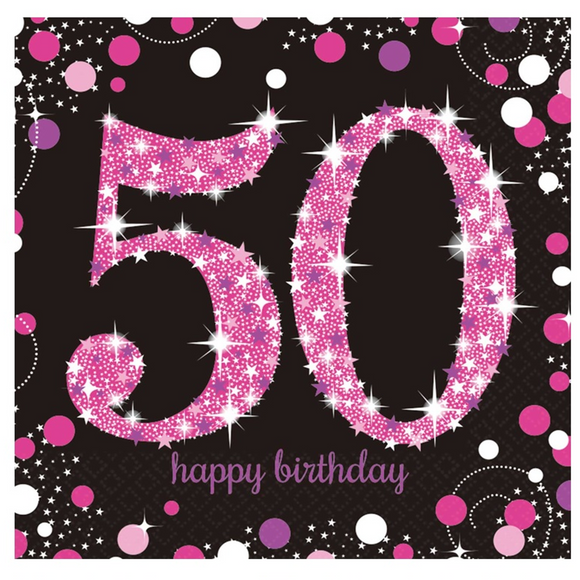 50th Birthday Pink Celebration Tableware & Decorations