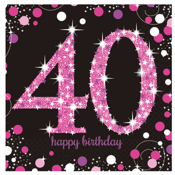 40th Birthday Pink Celebration Tableware & Decorations