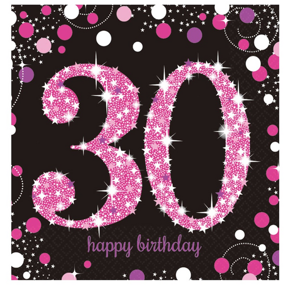 30th Birthday Pink Celebration Tableware & Decorations