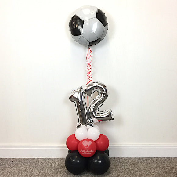 COLLECTION ONLY - FOOTBALL Black, Red & White Table Tower - Standard Foil Balloon