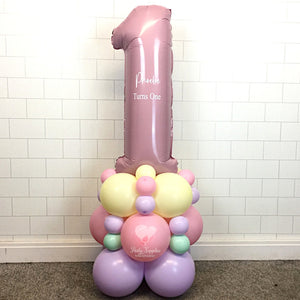 COLLECTION ONLY - PASTEL Baby Pink Single Number Tower Personalised with a Name