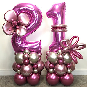 COLLECTION ONLY - Pink & Champagne - Luxury Personalised Double Number Tower