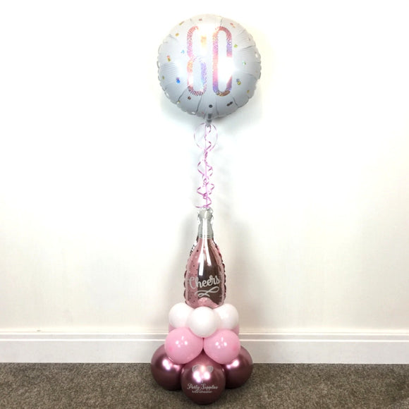 COLLECTION ONLY - CHEERS Pink & White Table Tower - 80th Standard Foil Balloon