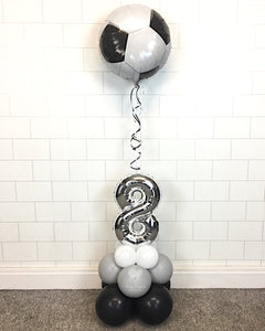 COLLECTION ONLY - FOOTBALL Black, Grey & White Table Tower - Standard Foil Balloon
