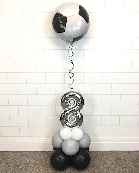 COLLECTION ONLY - FOOTBALL Black, Grey & White Table Tower - Standard Foil Balloon