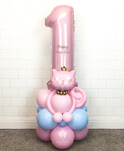 COLLECTION ONLY - CUTE KITTY CAT Pink Number Tower Personalised with a Name