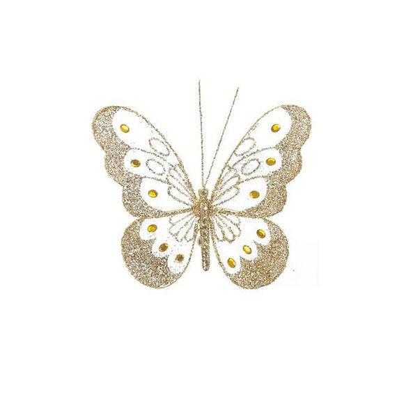 1 Gold Clip on Butterfly 8cm