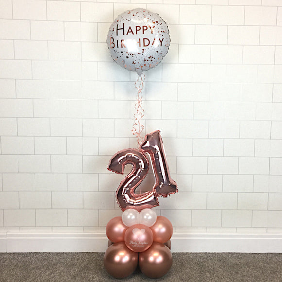 COLLECTION ONLY - Happy Birthday Rose Gold - Table Tower - Standard Foil Balloon