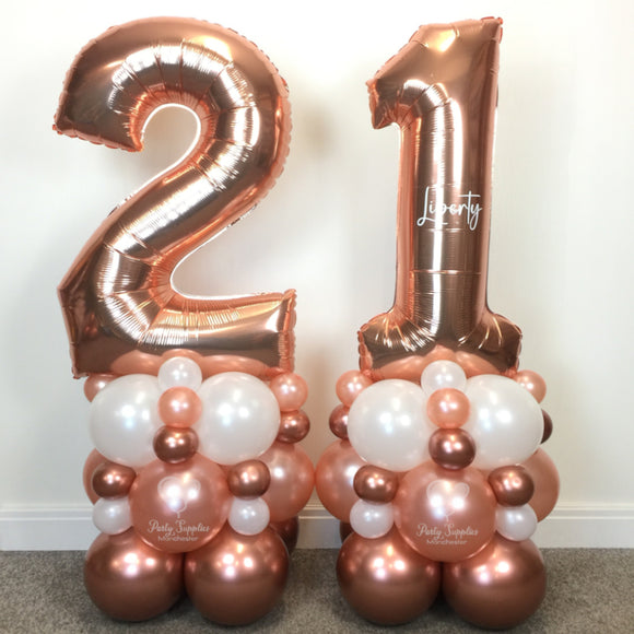 COLLECTION ONLY - Rose Gold & White - Personalised Double Number Tower