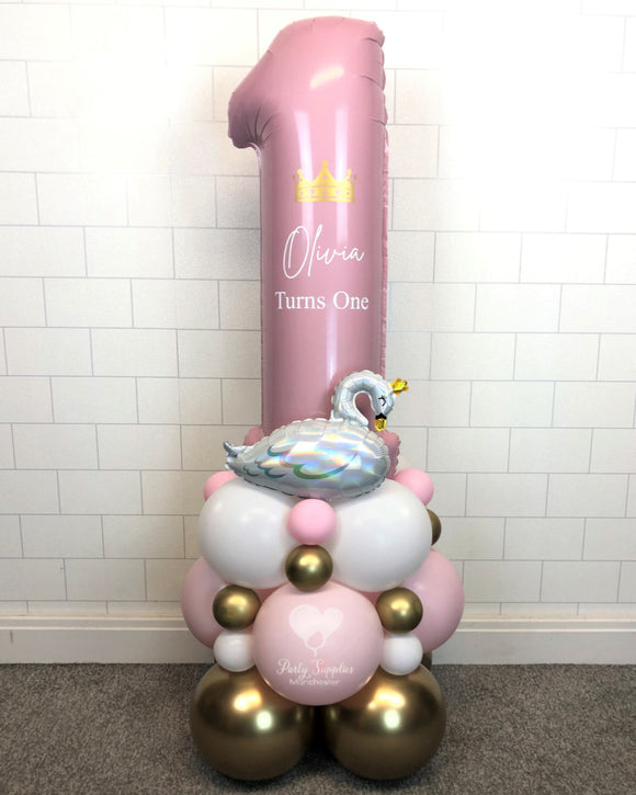 COLLECTION ONLY - SWAN Baby Pink Number Tower Personalised with a Name