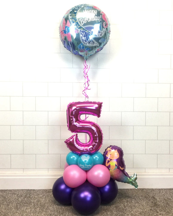 COLLECTION ONLY - Mermaid Purple, Pink & Blue Table Tower-  Standard Foil Balloon