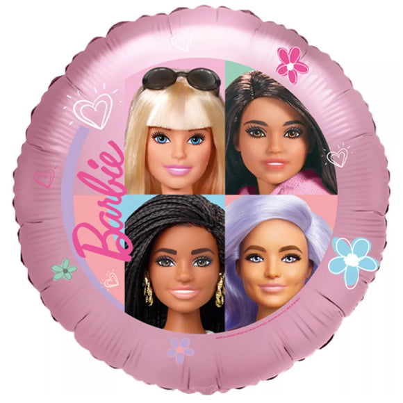 COLLECTION ONLY - 1 Barbie Licensed Foil Balloon Filled with Helium & Dressed with Ribbon & Weight