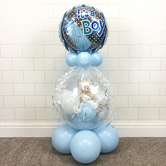 COLLECTION ONLY - (GIFT NOT INCLUDED) Baby Print Gift Balloon Topped with It's a Boy Standard Foil
