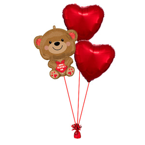 COLLECTION ONLY -  Happy Valentine's Day  Foil Balloon Bouquet Filled with Helium & Dressed with Ribbon & Weight