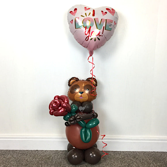 COLLECTION ONLY - Valentines Bear & Balloon Rose holding a I Love You Standard Foil