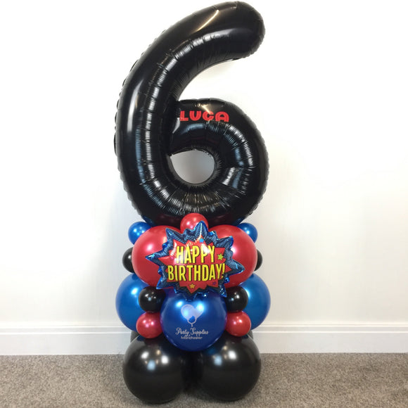 COLLECTION ONLY - HAPPY BIRTHDAY Black Single Number Tower Personalised with a Name