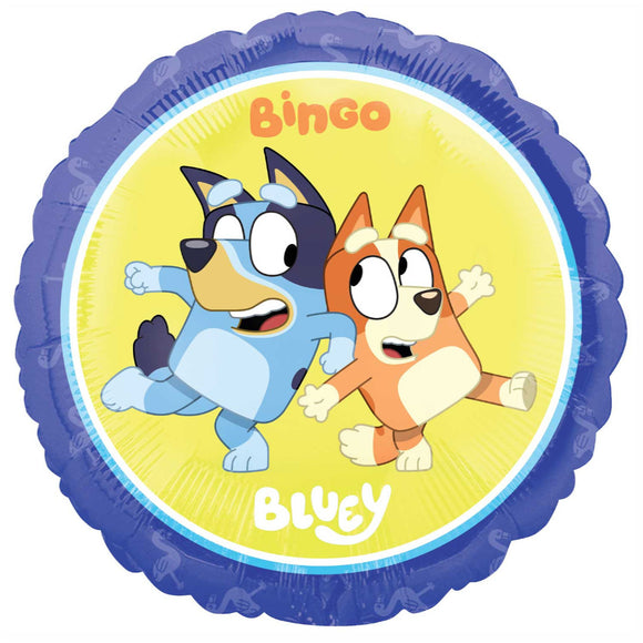 COLLECTION ONLY - 1 Bluey & Bingo Standard Licensed Foil Filled with Helium & Dressed with Ribbon & Weight