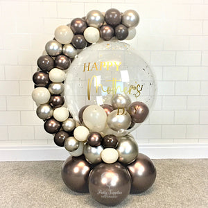 COLLECTION ONLY - Champagne, Truffle, Chocolate & Cream Bubble Garland - Gold Message - Gold Leaf