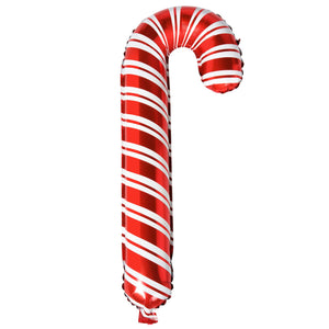 COLLECTION ONLY - 1 Candy Cane 29" Foil Balloon Filled with Helium & Dressed with Ribbon & Weight