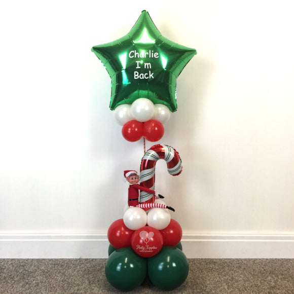 COLLECTION ONLY - ELF INCLUDED - Candy Cane Topped with a Personalised Green Star