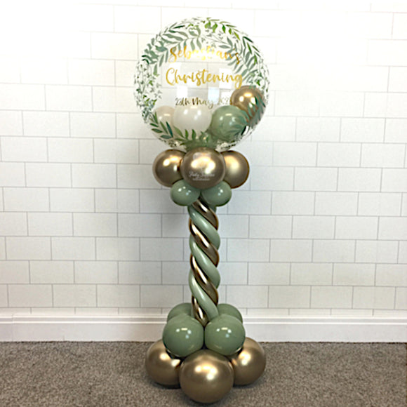 COLLECTION ONLY - Elegant Greenery Bubble - Gold, Cream & Green Balloons - Gold Message