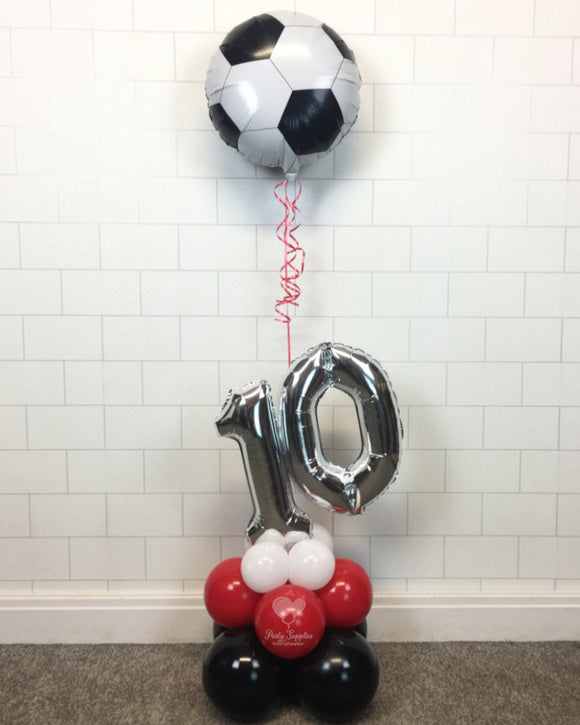 COLLECTION ONLY - FOOTBALL Black, Red & White Table Tower - Standard Foil Balloon